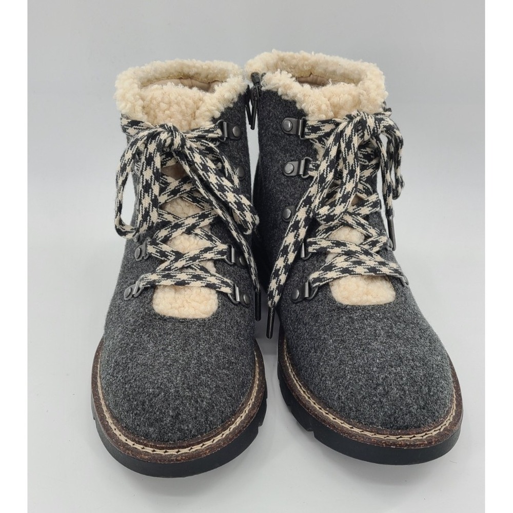 Madden NYC Ankle Boots Sherpa‎ Lined Size 9 Gorpcore Outdoor Sporty Gray Lace Up